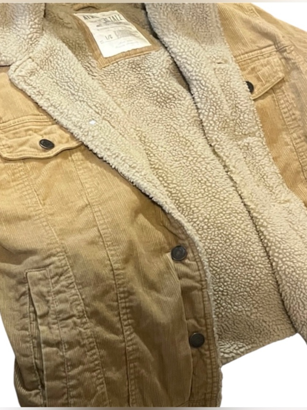 Aeropostale Corduroy Sherpa-Lined Trucker Jacket in Camel Size L - Picture 9 of 10